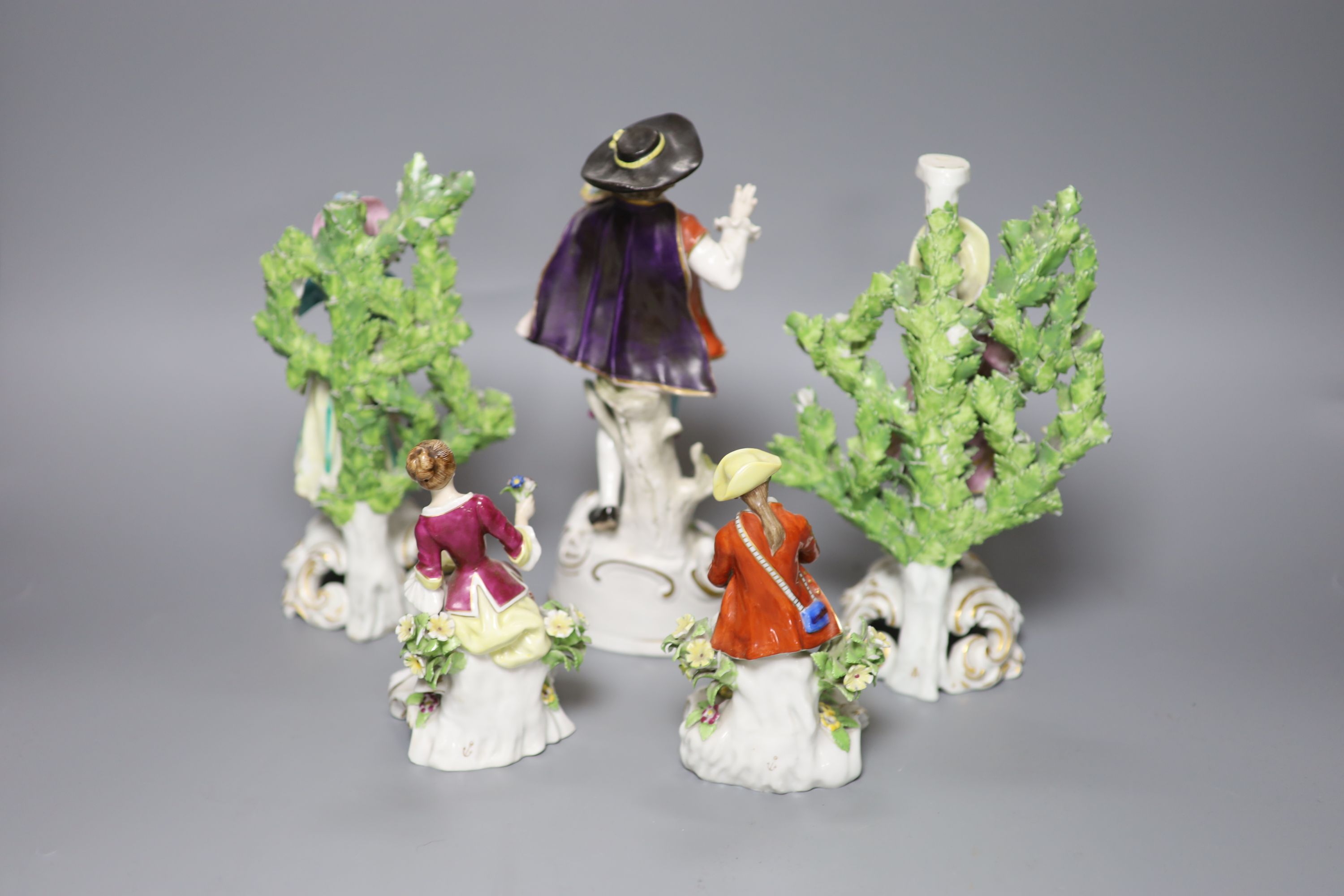 Five Continental porcelain figures, tallest 22.5cm